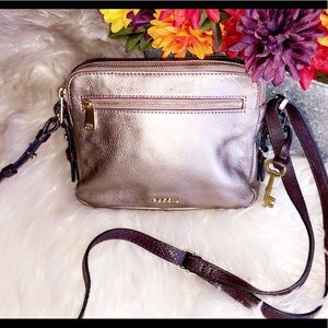 FOSSIL Metallic Gold Crossbody Bag